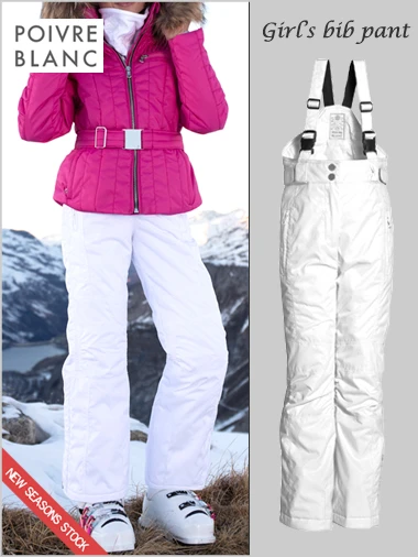 Poivre Blanc: Poivre Blanc Junior Girl's Bib Pant - White (ages 8-16) 1 Poivre Blanc: Poivre Blanc Junior Girl's Bib Pant - White (ages 8-16)