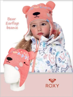 Roxy: Bear Earflap Beanie - Shell Pink (age 3-6)