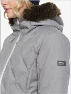 Roxy: Breeze Quilted Snow Jacket - Heather Grey -Ski Gear Store Breeze grey4