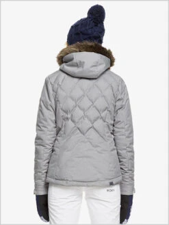 Roxy: Breeze Quilted Snow Jacket - Heather Grey -Ski Gear Store Breeze grey5
