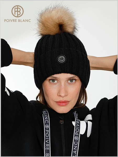 Poivre Blanc: Poivre Blanc Chunky Knit Hat - Black 2 Poivre Blanc: Poivre Blanc Chunky Knit Hat - Black - Image 2