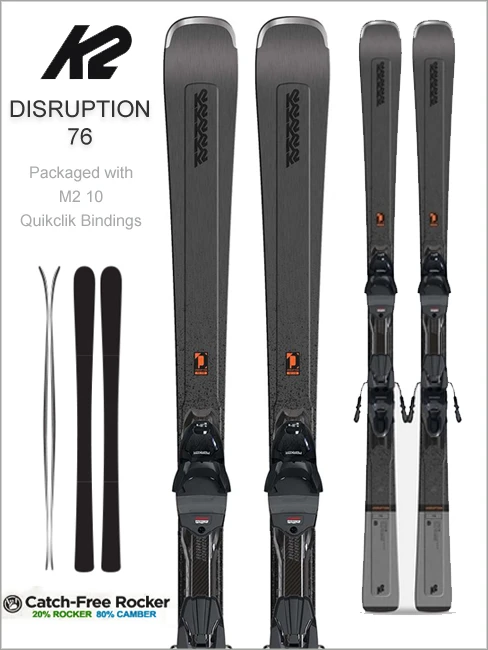 K2 Skis: Disruption 76 Skis And Marker M2 10 Quikclik Bindings 1 K2 Skis: Disruption 76 Skis And Marker M2 10 Quikclik Bindings