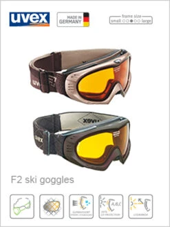 Uvex: F2 Ski Goggles (+helmet Fit Hinges) - Brown
