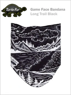 Turtle Fur: Turtle Fur Game Face Bandana - Long Trail Black