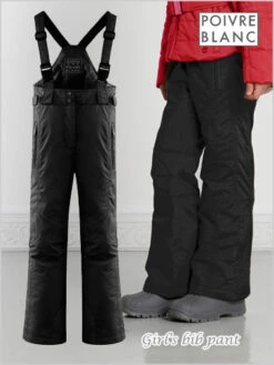 Poivre Blanc: Poivre Blanc Junior Girl's Bib Pant - Black (ages 8-16)