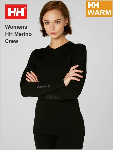Helly Hansen: HH Womens Merino Lifa Crew Top - Black 1 Helly Hansen: HH Womens Merino Lifa Crew Top - Black