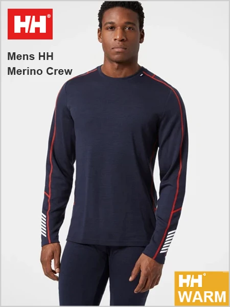 Helly Hansen: Mens - HH Merino Lifa Crew Top - Navy 1 Helly Hansen: Mens - HH Merino Lifa Crew Top - Navy