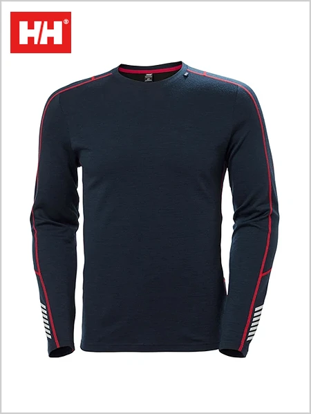 Helly Hansen: Mens - HH Merino Lifa Crew Top - Navy 2 Helly Hansen: Mens - HH Merino Lifa Crew Top - Navy - Image 2