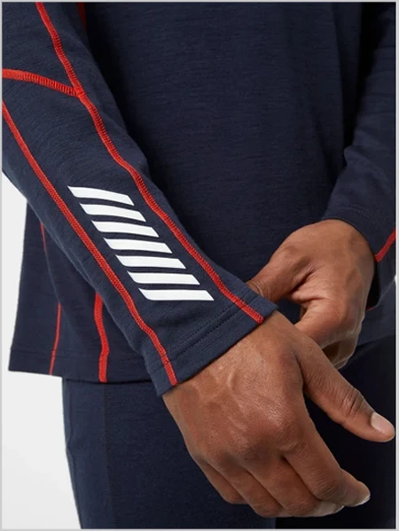 Helly Hansen: Mens - HH Merino Lifa Crew Top - Navy 3 Helly Hansen: Mens - HH Merino Lifa Crew Top - Navy - Image 3