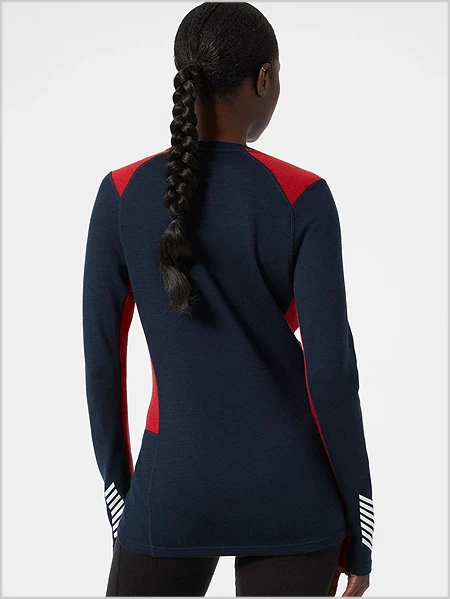 Helly Hansen: HH Womens Merino Lifa Crew Top - Navy 2 Helly Hansen: HH Womens Merino Lifa Crew Top - Navy - Image 2