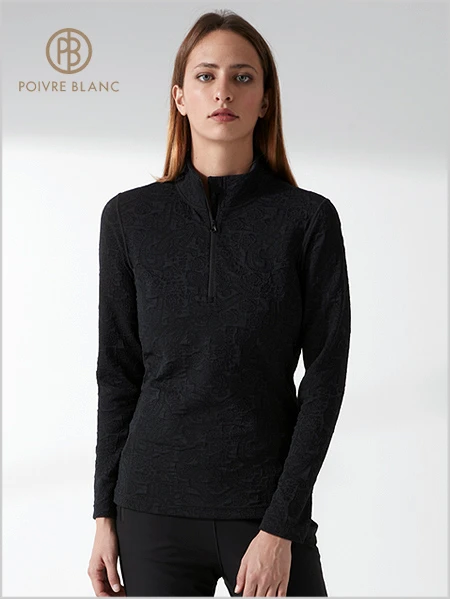 Poivre Blanc: Poivre Blanc Stretch Jacquard Ski Top - Black 1 Poivre Blanc: Poivre Blanc Stretch Jacquard Ski Top - Black