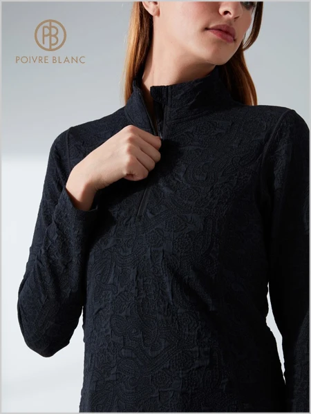 Poivre Blanc: Poivre Blanc Stretch Jacquard Ski Top - Black 3 Poivre Blanc: Poivre Blanc Stretch Jacquard Ski Top - Black - Image 3