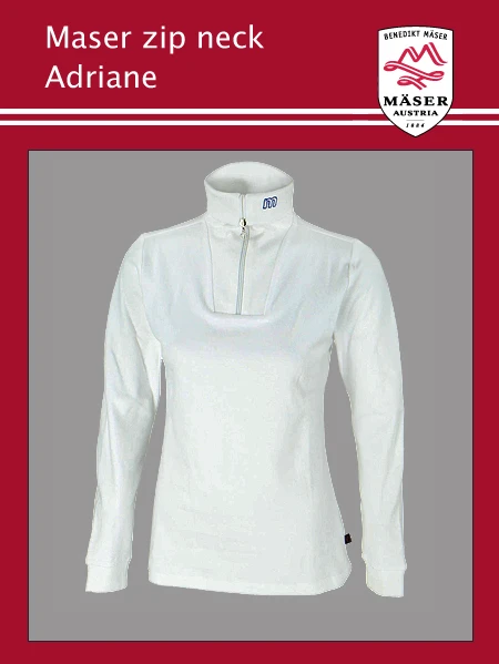 Maser: Maser Womens Adriane Zip Neck Top - White 1 Maser: Maser Womens Adriane Zip Neck Top - White