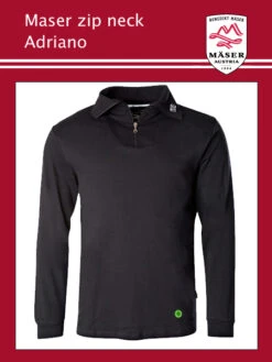 Maser: Maser Adriano Mens Zip Neck Top - Black