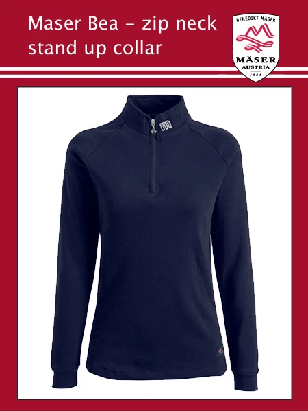 Maser: Maser Bea Stand Up Collar Top - Dark Navy 1 Maser: Maser Bea Stand Up Collar Top - Dark Navy