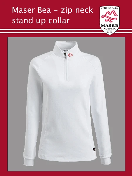 Maser: Maser Bea Stand Up Collar Top - White 1 Maser: Maser Bea Stand Up Collar Top - White