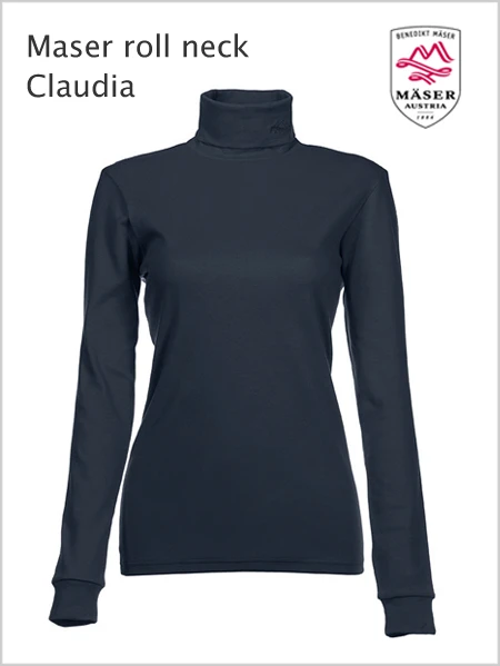 Maser: Maser Womens Claudia Roll Neck - Navy 1 Maser: Maser Womens Claudia Roll Neck - Navy