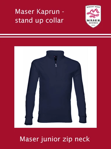 Maser: Maser Kaprun Junior Stand Up Collar Shirt - Navy 1 Maser: Maser Kaprun Junior Stand Up Collar Shirt - Navy