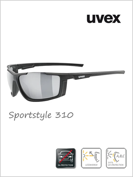 Uvex: Sportstyle 310 Sunglasses Black (silver Mirror Lens) - Cat 4 1 Uvex: Sportstyle 310 Sunglasses Black (silver Mirror Lens) - Cat 4