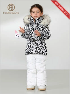 Poivre Blanc: Girls White Leopard Ski Jacket