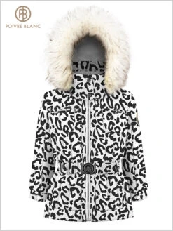 Poivre Blanc: Girls White Leopard Ski Jacket -Ski Gear Store W221005BBGL Leopard3
