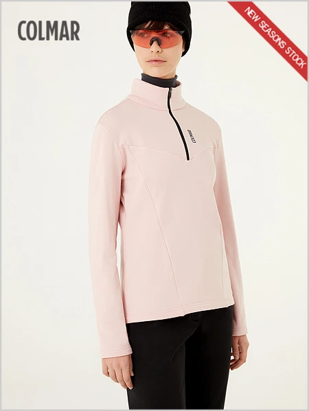 Colmar: Womens Half Zip Sweatshirt - Pale Rose 1 Colmar: Womens Half Zip Sweatshirt - Pale Rose