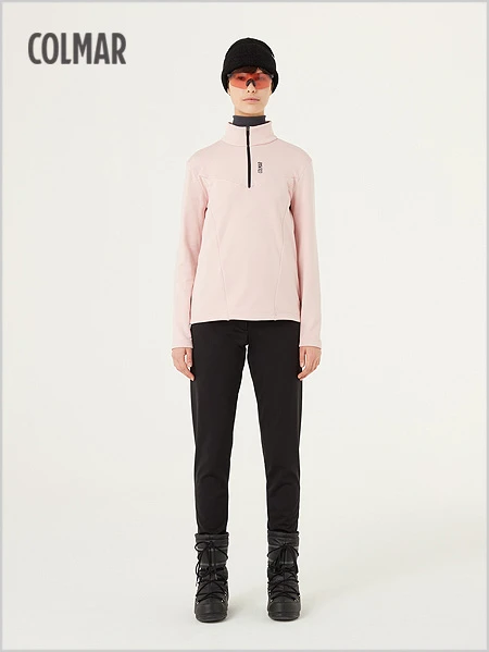 Colmar: Womens Half Zip Sweatshirt - Pale Rose 2 Colmar: Womens Half Zip Sweatshirt - Pale Rose - Image 2