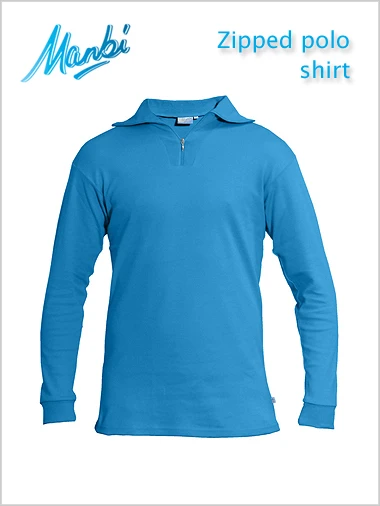 Manbi: Zip Polo Shirt - Electric Blue (only L Now Left) 1 Manbi: Zip Polo Shirt - Electric Blue (only L Now Left)
