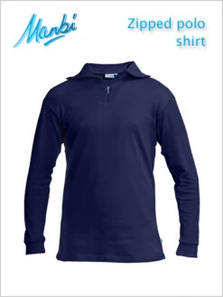 Manbi: Zip Polo Shirt - Navy (only S Now Left)
