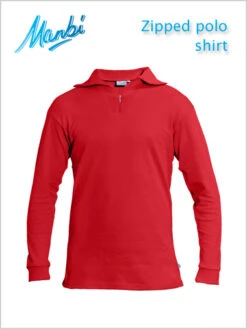 Manbi: Zip Polo Shirt - Red